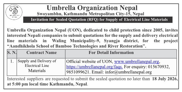 Invitation for Sealed Quotation (RFQ) for Supply of Electrical Line Materials